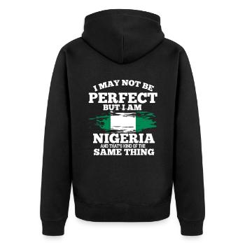 Nigeria - Unisex Premium Bio Zip Hoodie - Schwarz - Hinten - Nico (187cm)