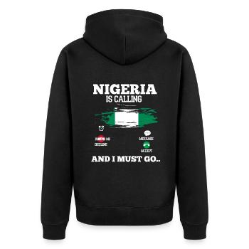 Nigeria - Unisex Premium Bio Zip Hoodie - Schwarz - Hinten - Nico (187cm)