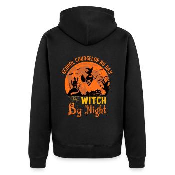 Halloween Witch Moon for School Principal and Teacher - Unisex Premium Organic Zip Hoodie - black - Back - Nico (187cm)