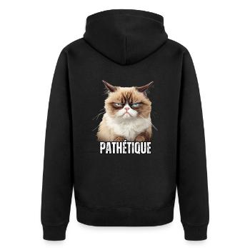 Humour chat en colère énervé pathétique sarcasme - Veste à capuche bio Premium Unisexe - noir - Dos - Nico (187cm)