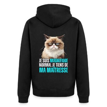 Je suis magnifique normal je tiens de ma - Veste à capuche bio Premium Unisexe - noir - Dos - Nico (187cm)