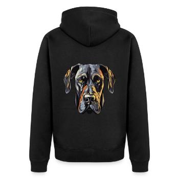 Portrait de chien dogue allemand - Veste à capuche bio Premium Unisexe - noir - Dos - Nico (187cm)