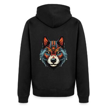Akita Hund Portrait - Unisex Premium Bio Zip Hoodie - Schwarz - Hinten - Nico (187cm)