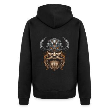 Wikinger Krieger Valhalla Odin - Unisex Premium Bio Zip Hoodie - Schwarz - Hinten - Nico (187cm)