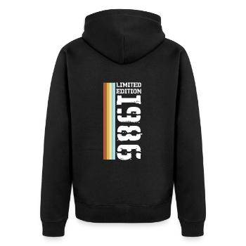 Limited Edition Retro 1986 - Unisex Premium Bio Zip Hoodie - Schwarz - Hinten - Nico (187cm)