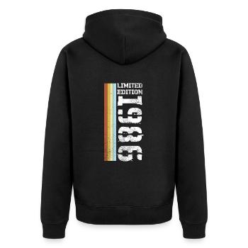 Limited Edition Retro 1986 - Unisex Premium Bio Zip Hoodie - Schwarz - Hinten - Nico (187cm)