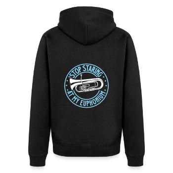 Starr nicht so auf mein Euphonium - Unisex Premium Bio Zip Hoodie - Schwarz - Hinten - Nico (187cm)