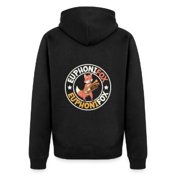 Euphonifox - Fox with euphonium - Unisex Premium Organic Zip Hoodie - black - Back - Nico (187cm)