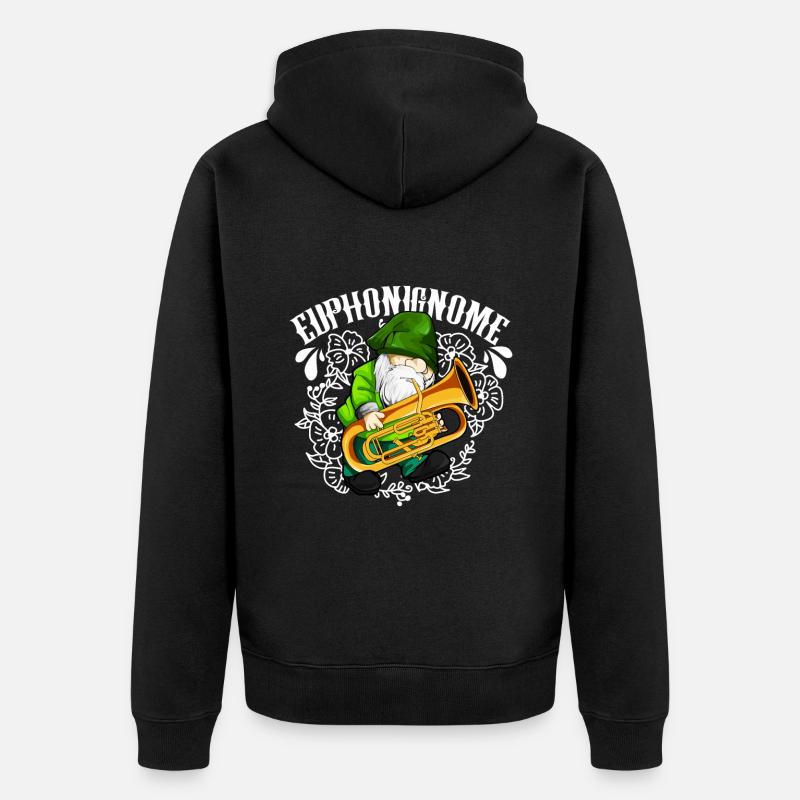 Euphonignome - Gartenzwerg mit Euphonium - Unisex Premium Bio Zip Hoodie - Schwarz