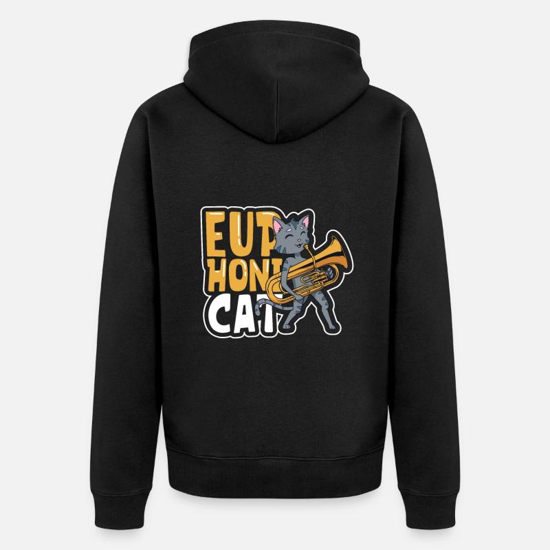 Euphonicat - Katze mit Euphonium - Unisex Premium Bio Zip Hoodie - Schwarz