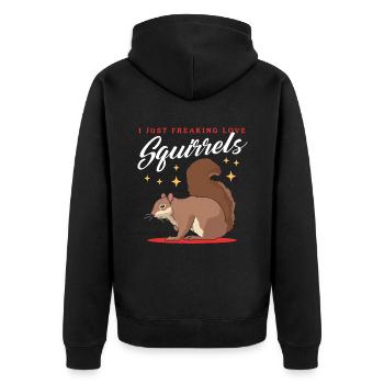 Cute Squirrel Squirrel Grey Squirrel Gift - Unisex Premium Organic Zip Hoodie - black - Back - Nico (187cm)