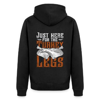 Mittelalterfest Just Here For The Turkey Legs - Unisex Premium Bio Zip Hoodie - Schwarz - Hinten - Nico (187cm)