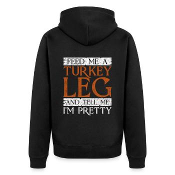 Mittelalterfest Feed Me A Turkey Leg - Unisex Premium Bio Zip Hoodie - Schwarz - Hinten - Nico (187cm)