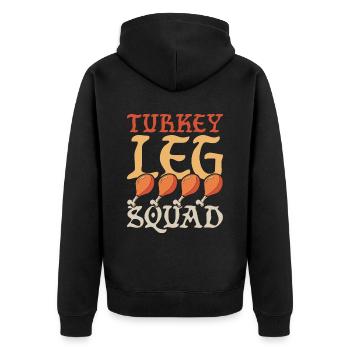 Mittelalterfest Mittelaltermarkt Turkey Leg Squad - Unisex Premium Bio Zip Hoodie - Schwarz - Hinten - Nico (187cm)