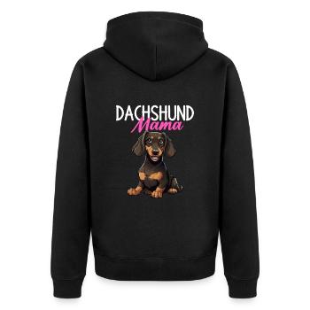 Dachshund dog, Weenie Dog - Unisex Premium Bio Zip Hoodie - Schwarz - Hinten - Nico (187cm)