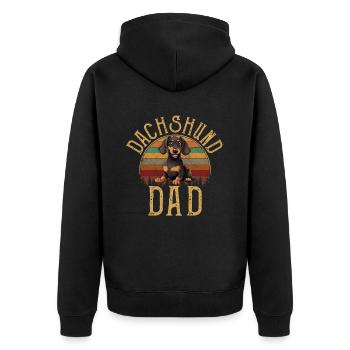 Dachshund dad dog, Weenie Dog - Unisex Premium Bio Zip Hoodie - Schwarz - Hinten - Nico (187cm)