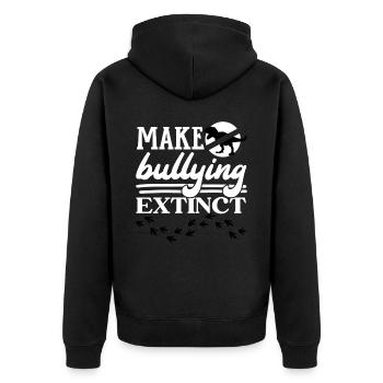 Tag der Einheit, Anti-Mobbing, Mobbing-Prävention, Freundlichkeit - Unisex Premium Bio Zip Hoodie - Schwarz - Hinten - Nico (187cm)