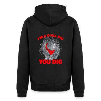 Stachelschwein Lustig - Unisex Premium Bio Zip Hoodie - Schwarz - Hinten - Nico (187cm)