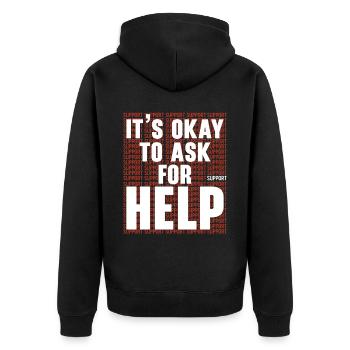 Tag der Einheit, Anti-Mobbing, Mobbing-Prävention, Freundlichkeit - Unisex Premium Bio Zip Hoodie - Schwarz - Hinten - Nico (187cm)