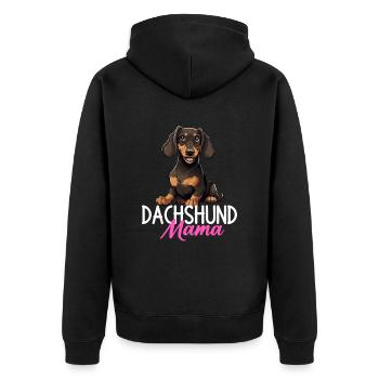 Dachshund mama dog, Weenie Dog - Unisex Premium Bio Zip Hoodie - Schwarz - Hinten - Nico (187cm)