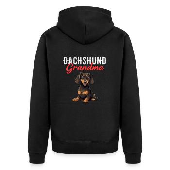 Dachshund mama dog, Weenie Dog - Unisex Premium Bio Zip Hoodie - Schwarz - Hinten - Nico (187cm)