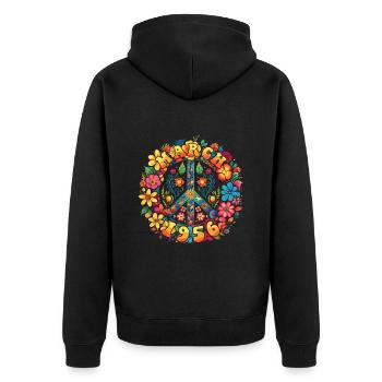 Flower Power Hippie Birthday - Mars 1956 - Veste à capuche bio Premium Unisexe - noir - Dos - Nico (187cm)
