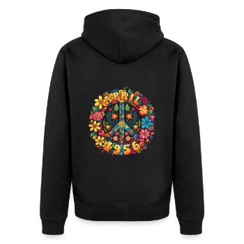 Flower Power Hippie Birthday - Avril 1956 - Veste à capuche bio Premium Unisexe - noir - Dos - Nico (187cm)