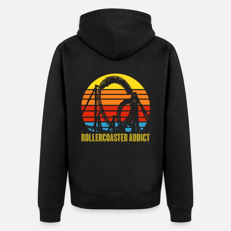 Achterbahn Roller Coasters Rollercoaster - Unisex Premium Bio Zip Hoodie - Schwarz