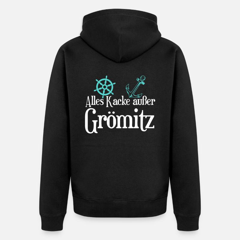 Grömitz Grömitzer - Unisex Premium Bio Zip Hoodie - Schwarz