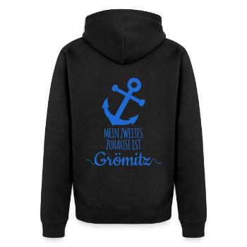 Grömitz Schleswig-Holstein - Unisex Premium Bio Zip Hoodie - Schwarz - Hinten - Nico (187cm)