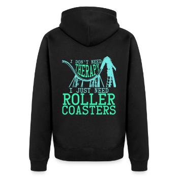 Roller coaster rider joke roller coaster - Unisex Premium Organic Zip Hoodie - black - Back - Nico (187cm)