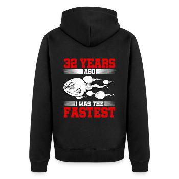 32 years ago I Was The Fastest - Unisex Premium Organic Zip Hoodie - black - Back - Nico (187cm)