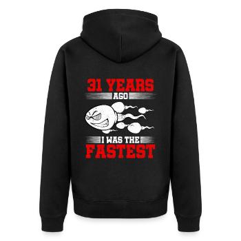 31 years ago I Was The Fastest - Unisex Premium Organic Zip Hoodie - black - Back - Nico (187cm)