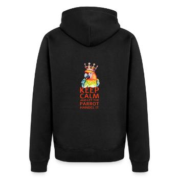 Krone Tragender Vogel Design - Unisex Premium Bio Zip Hoodie - Schwarz - Hinten - Nico (187cm)