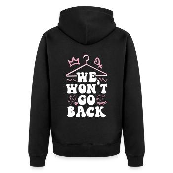 Feminist We Won't Go Back - Unisex Premium Bio Zip Hoodie - Schwarz - Hinten - Nico (187cm)