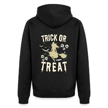 Halloween Trick or Treat avec sorcière et crâne - Veste à capuche bio Premium Unisexe - noir - Dos - Nico (187cm)