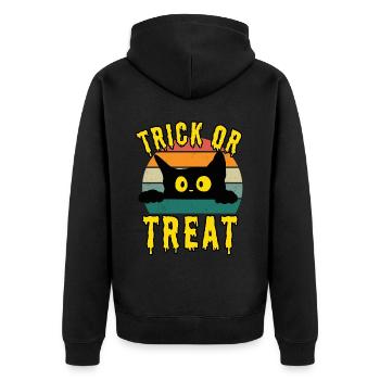 Trick or Treat: Halloween Funny Black Cat - Veste à capuche bio Premium Unisexe - noir - Dos - Nico (187cm)