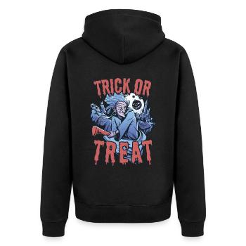 Trick or Treat effrayant Halloween Witch with Broom - Veste à capuche bio Premium Unisexe - noir - Dos - Nico (187cm)