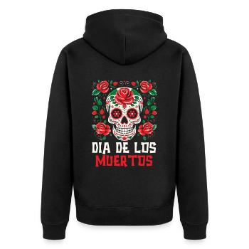 Dia De Los Muertos Sugar Skull Mexican Holiday - Unisex Premium Organic Zip Hoodie - black - Back - Nico (187cm)