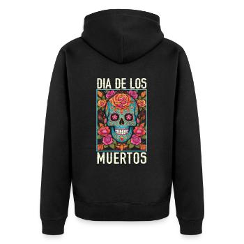 Dia de los Muertos Sugar Skull Mexikanischer Feiertag - Unisex Premium Bio Zip Hoodie - Schwarz - Hinten - Nico (187cm)