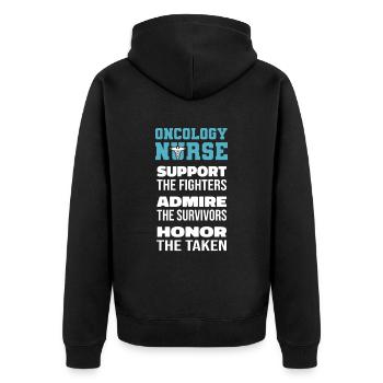 Nurse Cool - Unisex Premium Organic Zip Hoodie - black - Back - Nico (187cm)