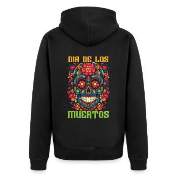 Dia de los Muertos Sugar Skull Mexikanischer Feiertag - Unisex Premium Bio Zip Hoodie - Schwarz - Hinten - Nico (187cm)