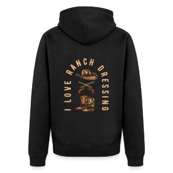 Rodeo Cowboy Ranch Cowboy I Love Ranch Dressing - Unisex Premium Bio Zip Hoodie - Schwarz - Hinten - Nico (187cm)