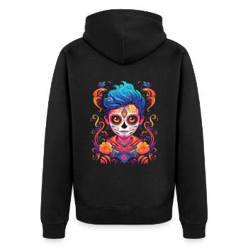 Dia De Los Muertos Sugar Skull Mexican Holiday - Unisex Premium Organic Zip Hoodie - black - Back - Nico (187cm)