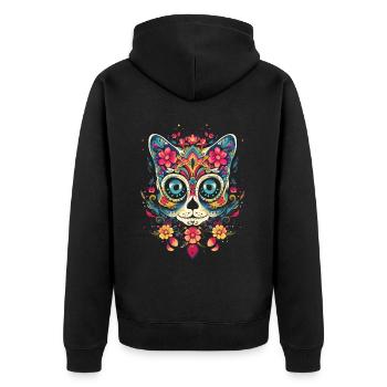 Dia De Los Muertos Sugar Skull Mexican Holiday - Unisex Premium Organic Zip Hoodie - black - Back - Nico (187cm)