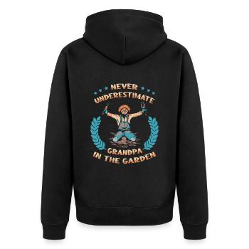 Hobbygärtner Garten Großvater Garten Opa - Unisex Premium Bio Zip Hoodie - Schwarz - Hinten - Nico (187cm)