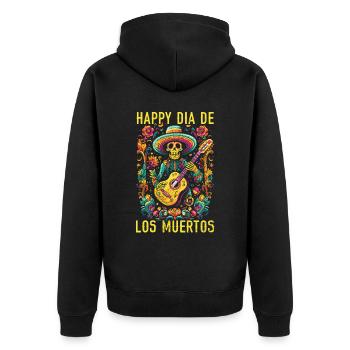 Dia De Los Muertos Sugar Skull Mexican Holiday - Unisex Premium Organic Zip Hoodie - black - Back - Nico (187cm)