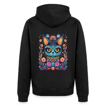 Dia De Los Muertos Sugar Skull Mexican Holiday - Unisex Premium Organic Zip Hoodie - black - Back - Nico (187cm)