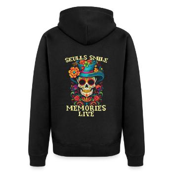 Dia De Los Muertos Sugar Skull Mexican Holiday - Unisex Premium Organic Zip Hoodie - black - Back - Nico (187cm)