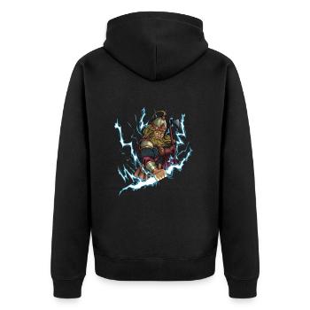 Slavic god Perun - Unisex Premium Organic Zip Hoodie - black - Back - Nico (187cm)